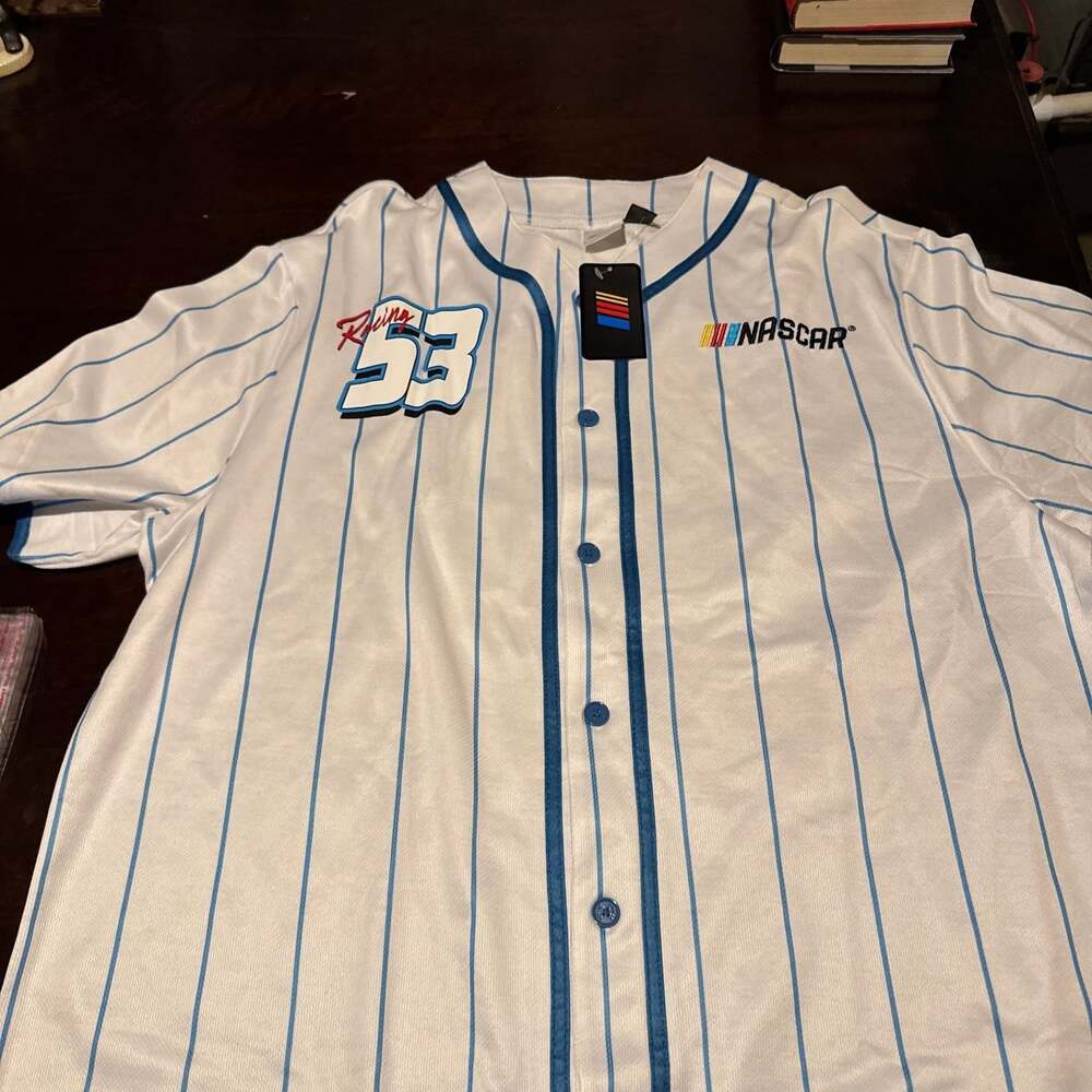 NASCAR Eric Estepp Pin Stripe Baseball Jersey - Out of the Groove